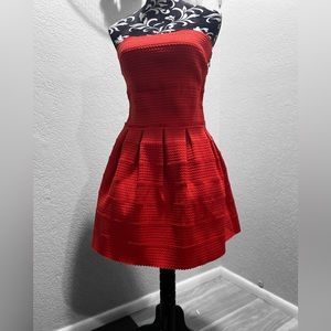 Wow Couture Strapless Cocktail Bandage Bubble Dress Size Medium Bright Red
